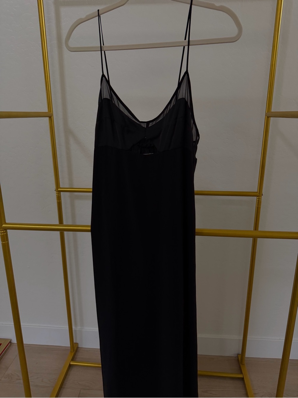 Calvin Klein Black Sheer-Yoke Slip Dress